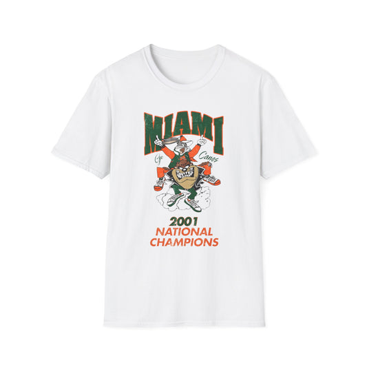 Miami 2001 National Champions T-Shirt — Retro Hurricanes Football Tee